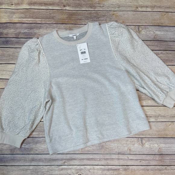 Splendid Women’s Evelyn Terry Crew Neck Pullover Sweater In Stone Size L - Picture 1 of 7